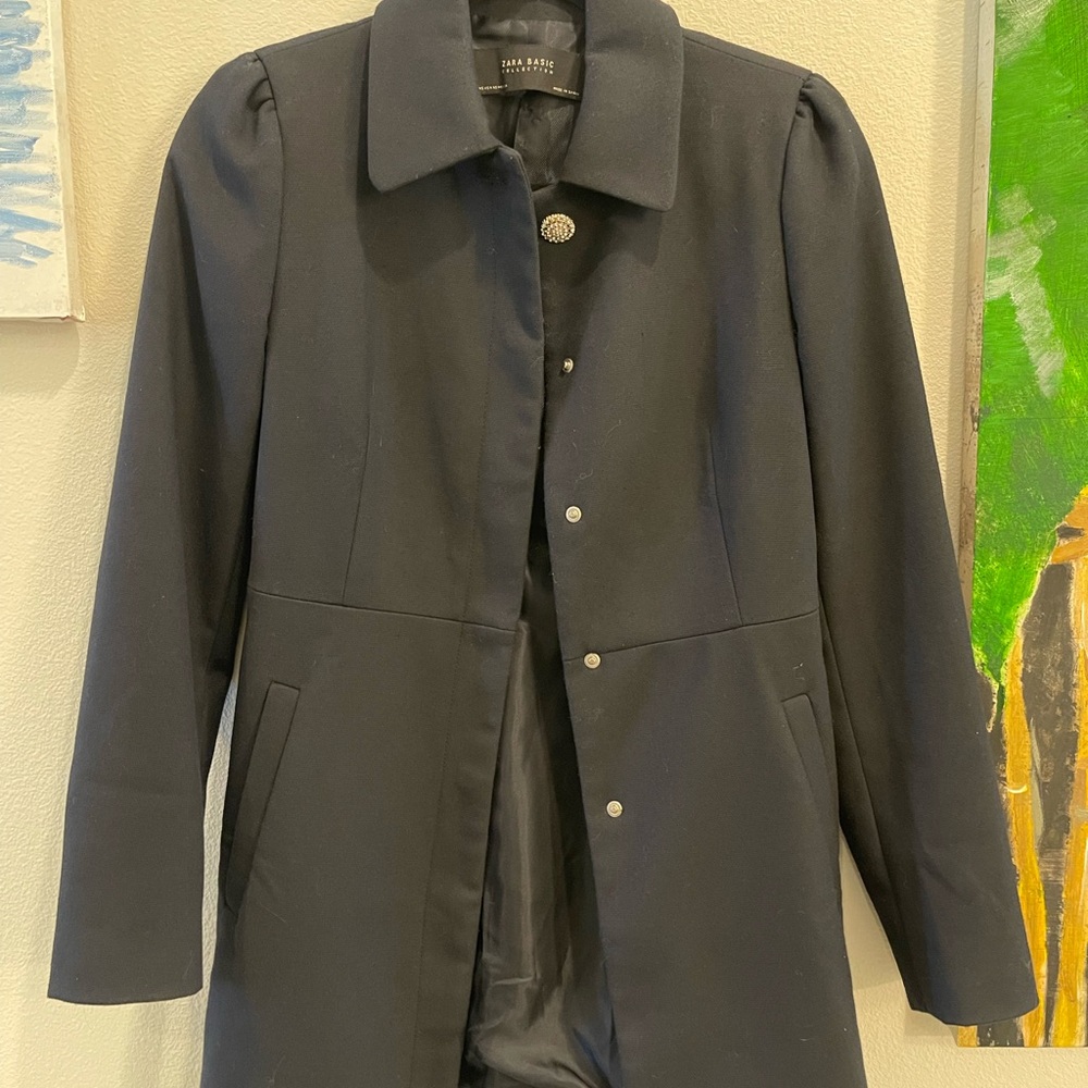 ZARA BASIC COLLECTION Navy Blue Collared Button L… - image 3